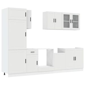 vidaXL Virtuvinių spintelių komplektas, 8 dalių, Porto, balta