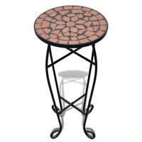 Mozaikinis šoninis staliukas-staliukas augalams, terakota spalvos