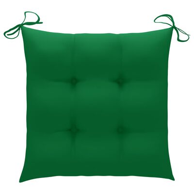 vidaXL Valgomojo kėdės su žaliomis pagalvėlėmis, 2vnt., tikmedis