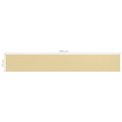 vidaXL Balkono pertvara, smėlio spalvos, 75x500cm, HDPE