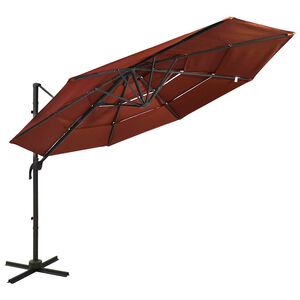 vidaXL Sodo skėtis su aliuminio stulpu, terakota, 3x3m, 4 auk&scaron;čių