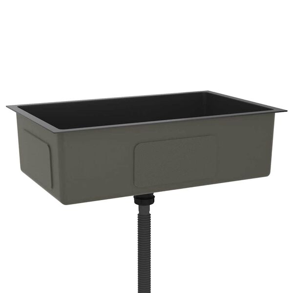 vidaXL Virtuvės plautuvė, juoda, rankų darbo, nerūdijantis plienas