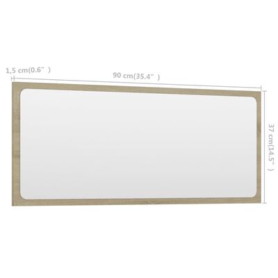 vidaXL Vonios kambario veidrodis, ąžuolo spalvos, 90x1,5x37cm, MDP
