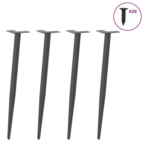 vidaXL Konsolinio staliuko kojelės, 4 vnt., antracito spalvos, 72-73 cm, plienas, kūginės formos