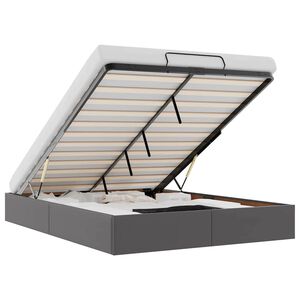 vidaXL Osmanų lovos rėmas be čiužinio, pilkas, 140x190cm, dirbt. oda