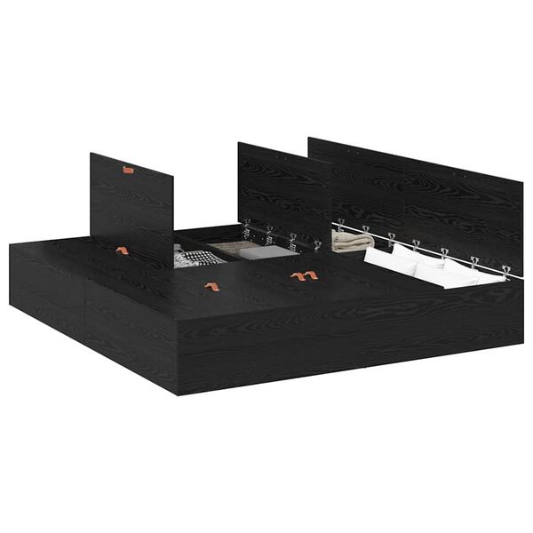 vidaXL Lova su daiktų laikymo vieta Juodas ąžuolas 200 x 200 cm