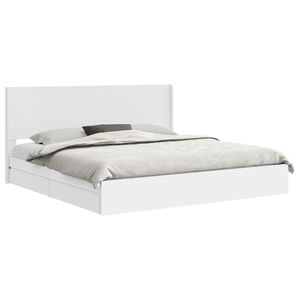 vidaXL Lovos rėmas su saugojimu ir nugara Balta 180 x 200 cm