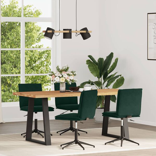 vidaXL Valgomojo kėdės, 4vnt., tamsiai žalios spalvos, aksomas