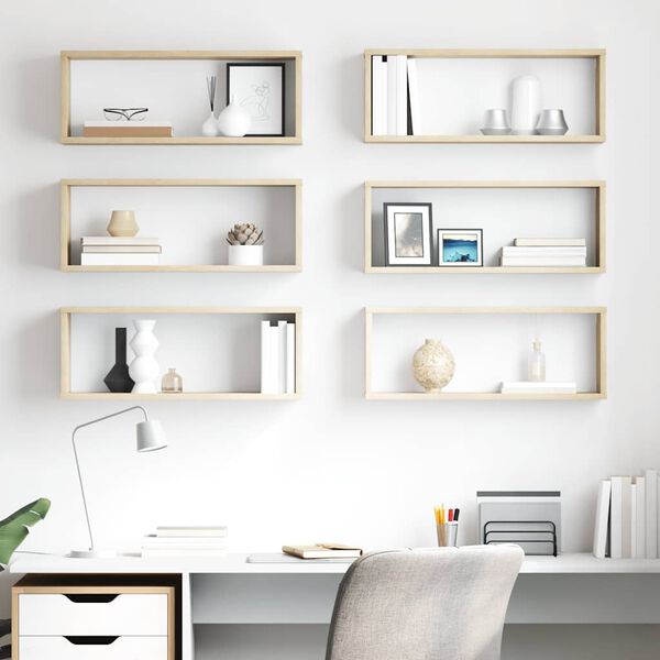 vidaXL Sieninės lentynos, 6vnt., ąžuolo, 60x15x23cm, apdirbta mediena
