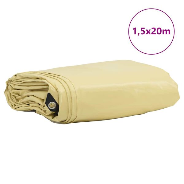 vidaXL Tentinis audinys 650g / m&sup2; Smėlio 1,5 x 20 m Drobė su PVC danga