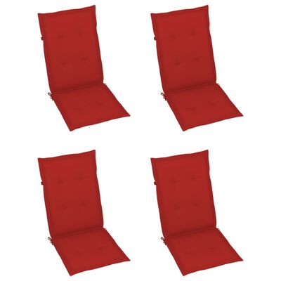 vidaXL Sodo kėdės su pagalvėlėmis, 4vnt., raudonos, tikmedžio masyvas