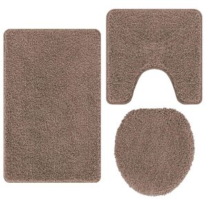 vidaXL Antisklidus vonios kilimėlių rinkinys 3 pcs Ruda PP