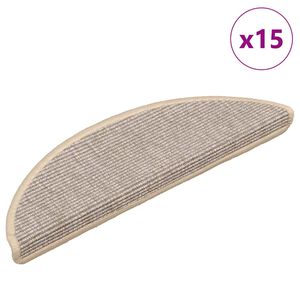 vidaXL Laiptų kilimėliai, 15 vnt., 56x17x3 cm, sidabro spalvos, pusapvaliai