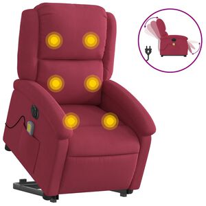 vidaXL Elektrinis atsistojantis masažinis krėslas, vyno, aksomas