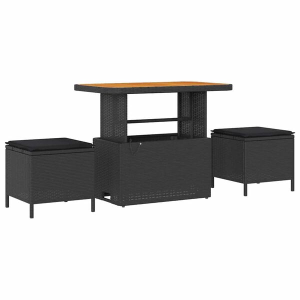 vidaXL Sodo Sofų Rinkinys su pagalve su saugykla 8 pcs Juoda