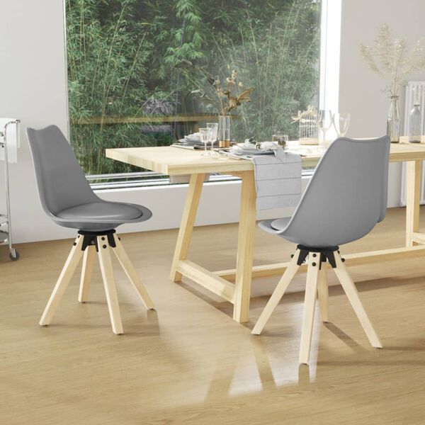 vidaXL Pasukamos valgomojo kėdės, 2vnt., pilkos spalvos, PP