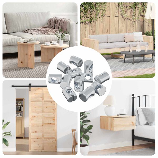 vidaXL Baldų cilindrinė veržlė 12 pcs Cinkuota M6 x 13 mm Geležis