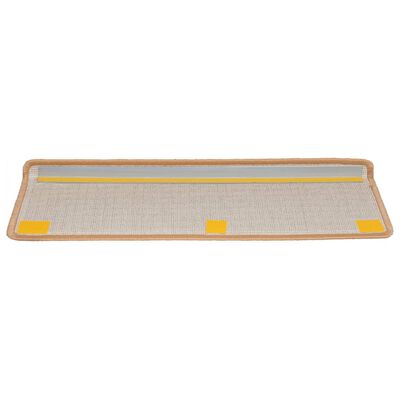 vidaXL Laiptų kilimėliai, 15vnt., smėlio spalvos, 65x21x4 cm