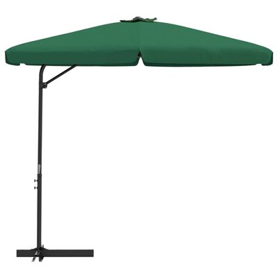 vidaXL Lauko skėtis su plieniniu stulpu, žalios spalvos, 300cm