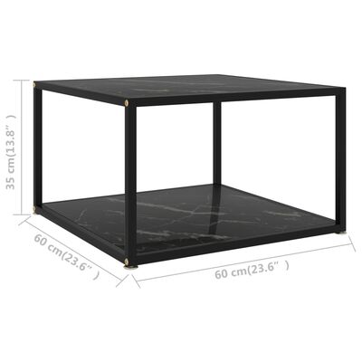 vidaXL Kavos staliukas, juodas, 60x60x35cm, grūdintas stiklas