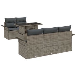 vidaXL Sodo Sofų Rinkinys su pagalve 6 pcs Pilka Poli ratanas