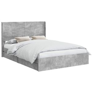 vidaXL Lovos rėmas su saugojimu ir nugara Betono pilka 150 x 200 cm