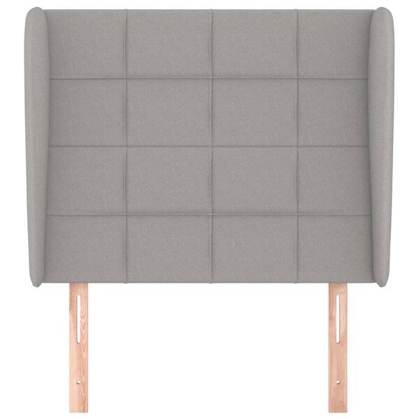 vidaXL Galvūgalis su auselėmis, pilkas, 93x23x118/128cm, audinys