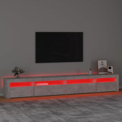 vidaXL TV spintelė su LED apšvietimu, betono pilka, 270x35x40cm