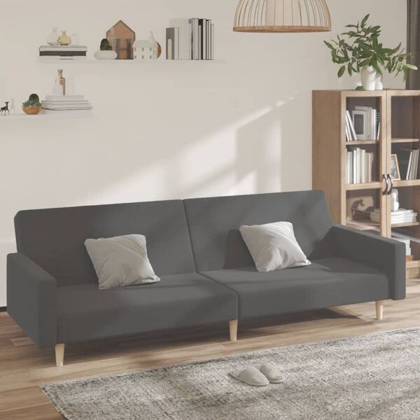 vidaXL Dvivietė sofa-lova, &scaron;viesiai pilkos spalvos, audinys