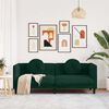 vidaXL Trivietė sofa su pagalvėlėmis, tamsiai žalios spalvos, aksomas
