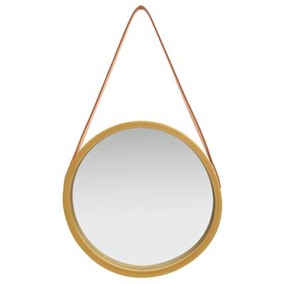 vidaXL Sieninis veidrodis su dirželiu, auksinės spalvos, 40cm