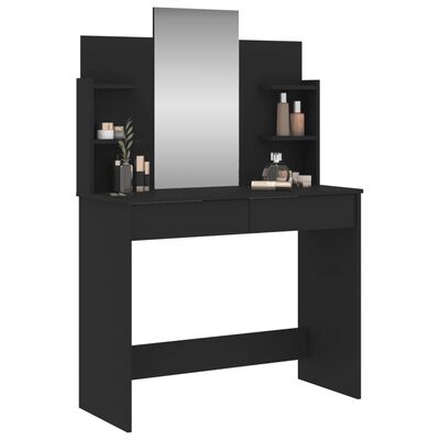 vidaXL Kosmetinis staliukas su veidrodžiu, juodos spalvos, 96x39x142cm