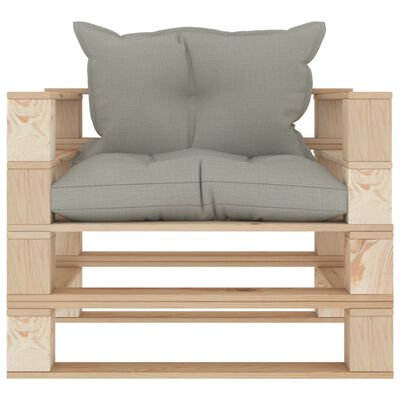 vidaXL Sodo sofa iš palečių su taupe spalvos pagalvėmis, mediena