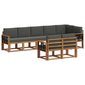 vidaXL Lauko sofos komplektas su pagalve 8 pcs Natūralus ir antracitas