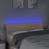vidaXL Galvūgalis su LED, kreminės spalvos, 144x5x78/88cm, audinys
