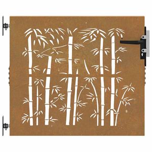 vidaXL Sodo vartai, 85x100cm, corten plienas, bambuko dizaino