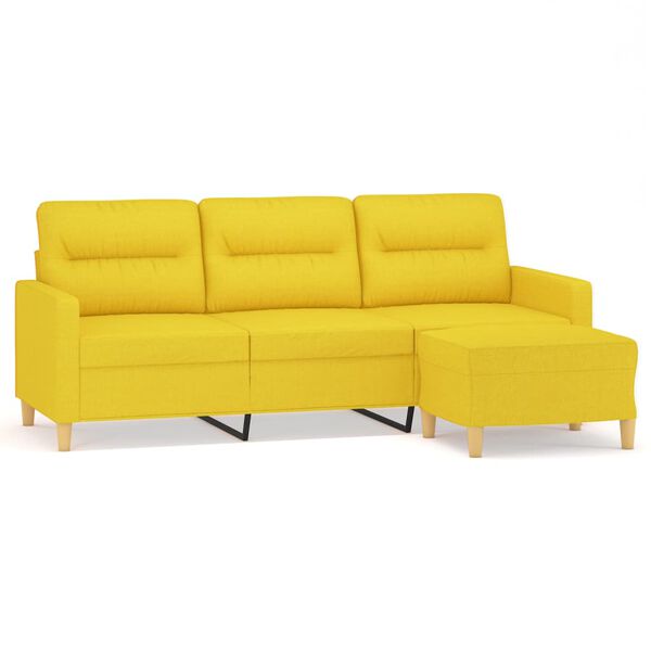 vidaXL Trivietė sofa su pakoja, &scaron;viesiai geltona, 180cm, audinys