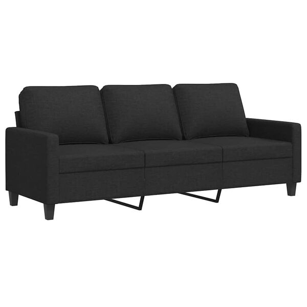 vidaXL Trivietė sofa, juodos spalvos, 180cm, audinys