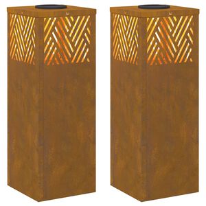 vidaXL Saulės LED &scaron;aligatvio &scaron;viesa 2 vnt. &Scaron;ilta balta 18 x 18 x 50 cm