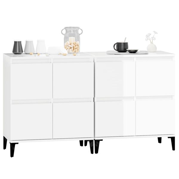 vidaXL &Scaron;oninės spintelės, 2vnt., baltos, 60x35x70cm, mediena, blizgios