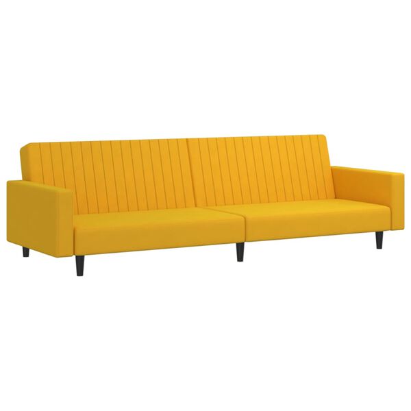 vidaXL Dvivietė sofa-lova, geltonos spalvos, aksomas