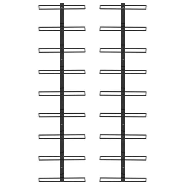 vidaXL Prie sienos montuojami vyno laikikliai, 2vnt., juodi, geležis