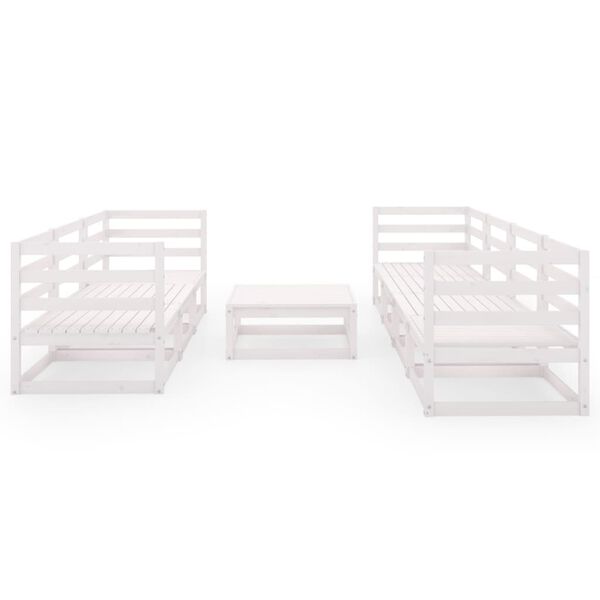 vidaXL Sodo poilsio baldų komplektas, 8 dalių, baltas, pu&scaron;ies masyvas