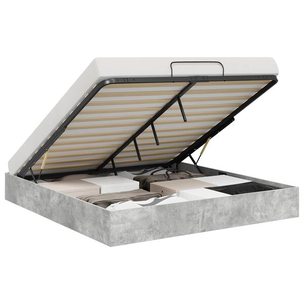 vidaXL Otomano lovos rėmas su saugykla Betoninė 193 x 120 x 25 cm