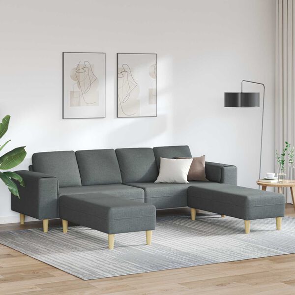 vidaXL Svetainės sofa 3 pcs Tamsiai pilka Poliesteris