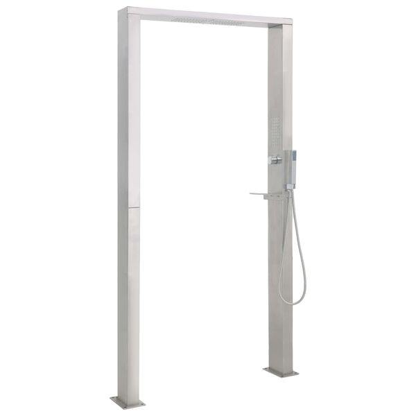 vidaXL Lauko dušo sistema, nerūdijantis plienas, dvigubi purkštukai