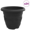vidaXL Apvalus gėlių vazonas 24 vnt. Juoda &Oslash; 26 x 21.5 cm Plastmasė