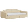 vidaXL Ištraukiama lova su stalčiais, kreminė, 100x200cm, audinys