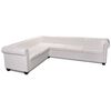 vidaXL Chesterfield kampinė &scaron;e&scaron;iavietė sofa, dirbtinė oda, balta