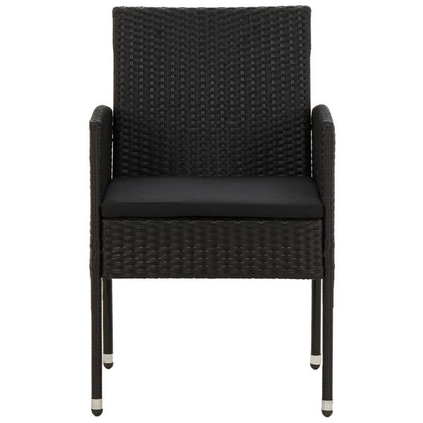 vidaXL Sodo valgomojo baldų komplektas, 9 dalių, juodas, poliratanas